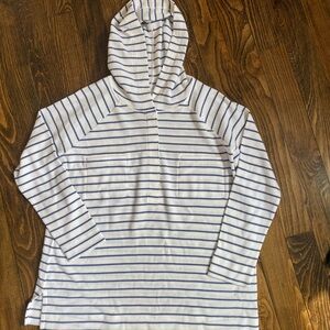 Caslon Striped White and Blue Hoodie